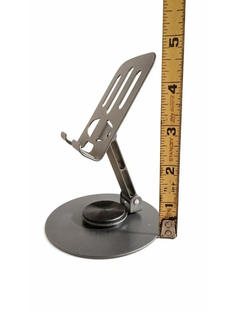 Metal Desktop Phone Stand Adjustable Tablet Holder 360 Rotate Foldable Grey